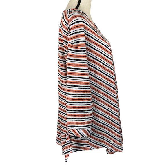 Ruby Rd 1X-Large Top Striped 3/4 Sleeves Stretch Round Neck Pullover Multicolor - Picture 3 of 9